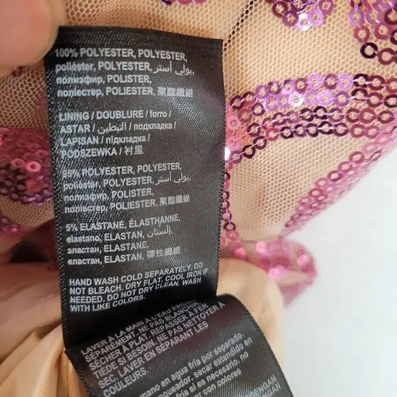 Bebe Women Sequin Open Back Sparkle Mesh Short Dress Size Medium Pink Y2k Barbie - Picture 8 of 14
